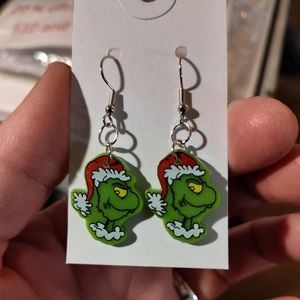 Grinch earrings plastic lightweight